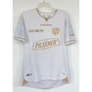 Marathon Barcelona SC Soccer Jersey White Gold Pilsener Mens Small Ecuador Away